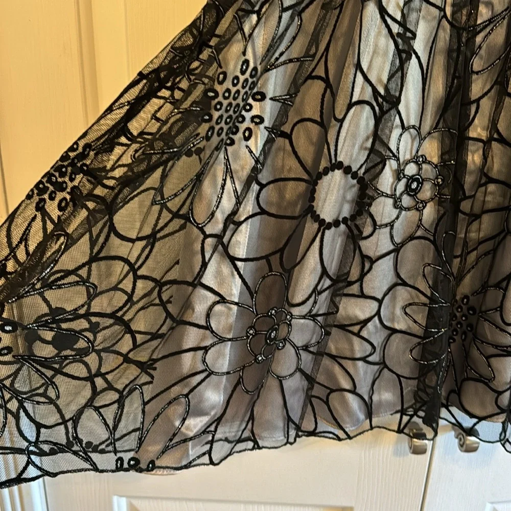 Dollar Brand Party Dress Gray with Black Floral Mesh Overlay Size XS - Picture 11 of 14